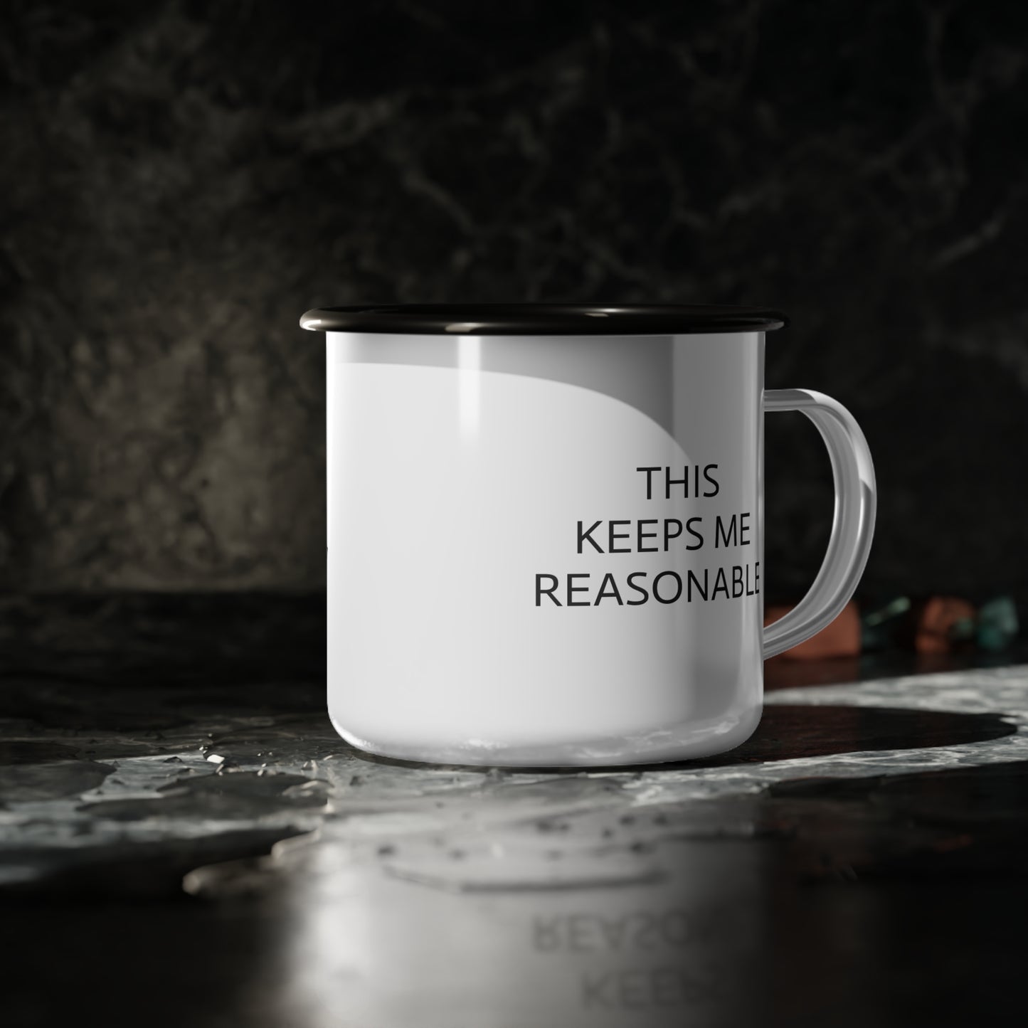 12oz enameled steel mug - Killdozer - this keeps me reasonable