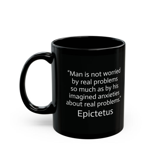 11oz/15oz black ceramic mug - Imagined Anxieties quote