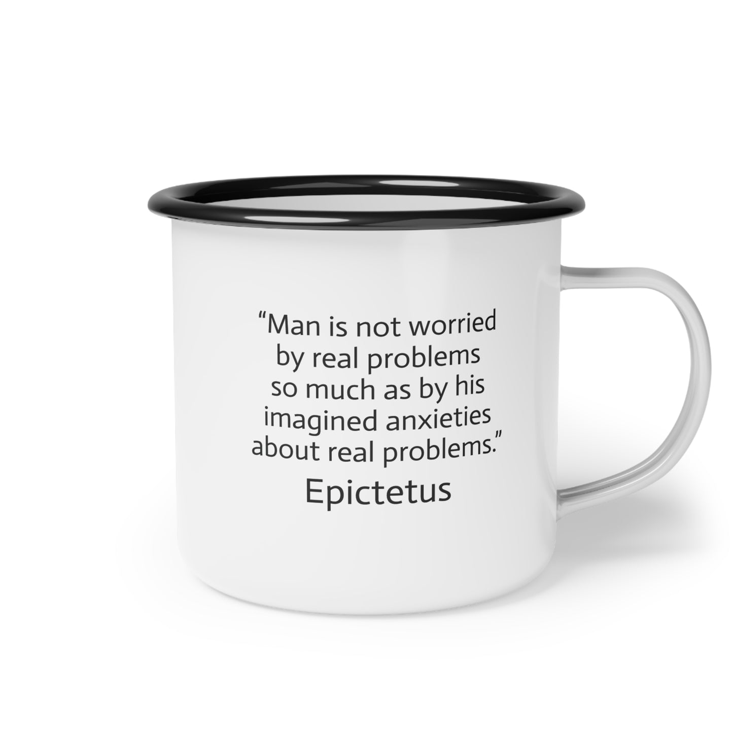 12oz enameled steel mug - Imagined Anxieties quote