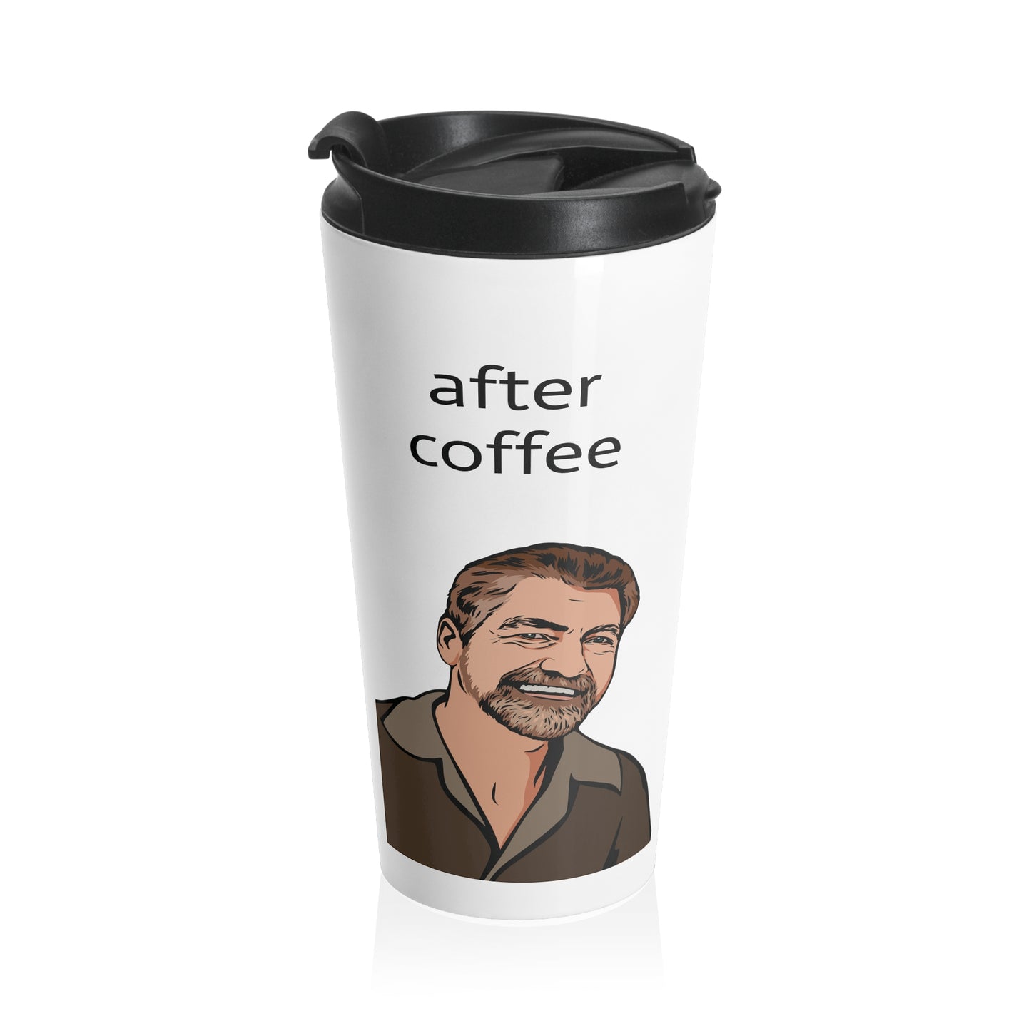 15oz steel travel mug - Uncle Ted - before and after coffee