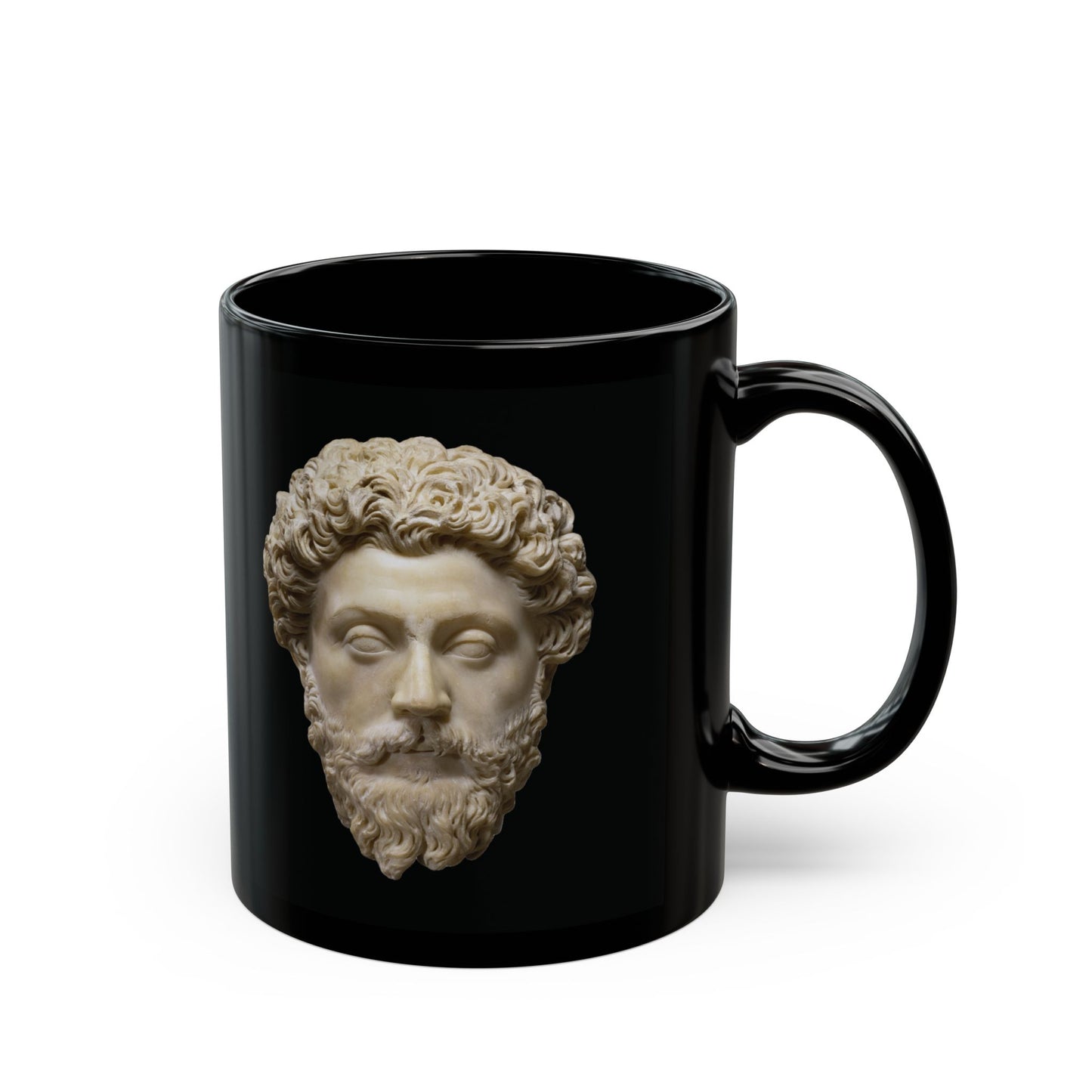 11oz/15oz black ceramic mug - Marcus Aurelius - never let the future disturb you