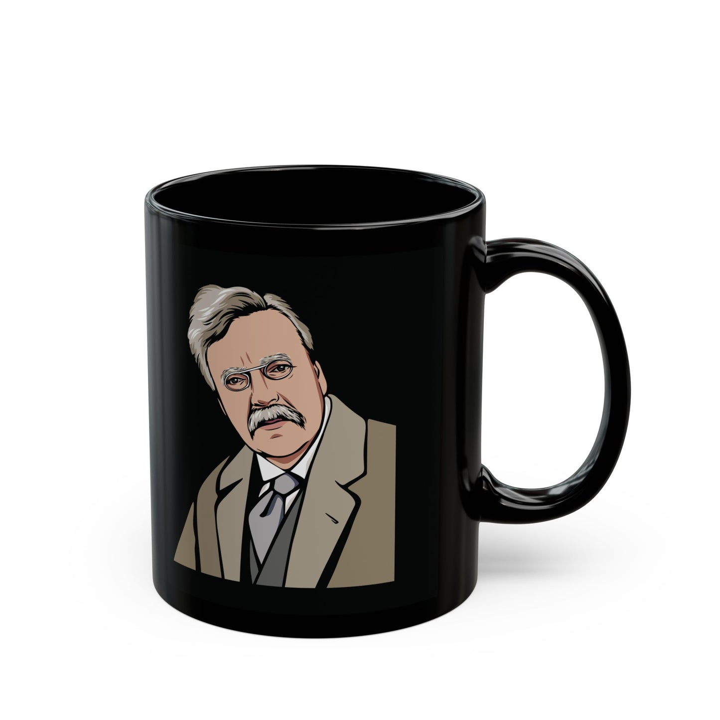 11oz/15oz black ceramic mug - G.K. Chesterton on politicians