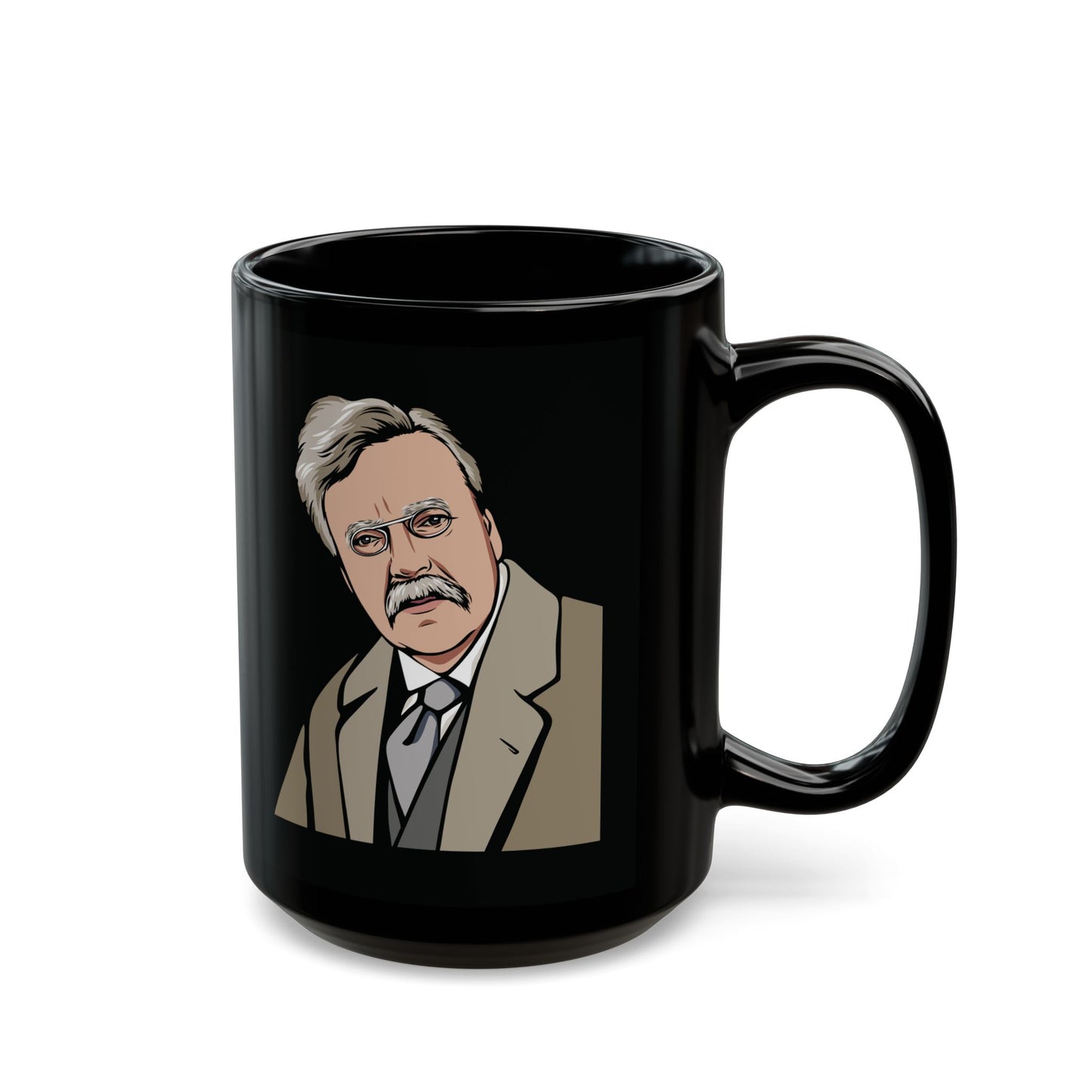 11oz/15oz black ceramic mug - G.K. Chesterton on politicians