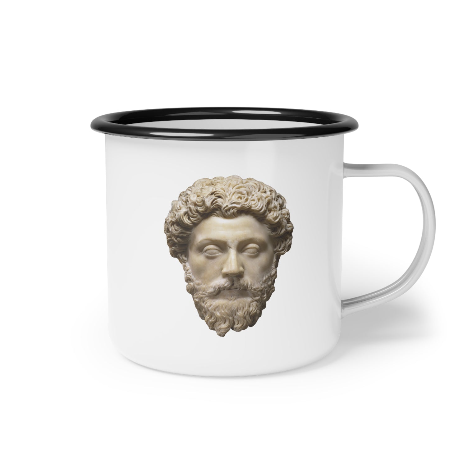 12oz enameled steel mug - Marcus Aurelius - never let the future disturb you