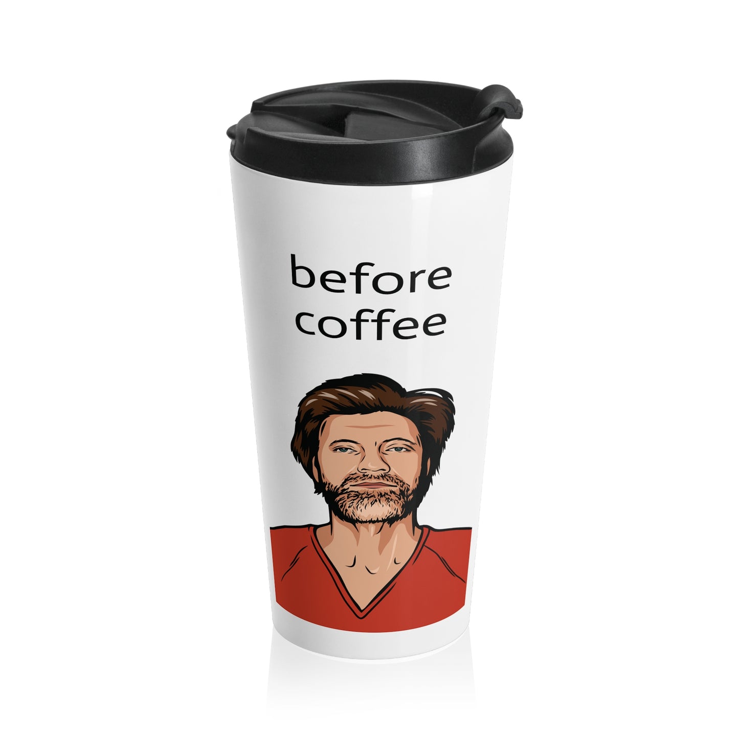 15oz steel travel mug - Uncle Ted - before and after coffee