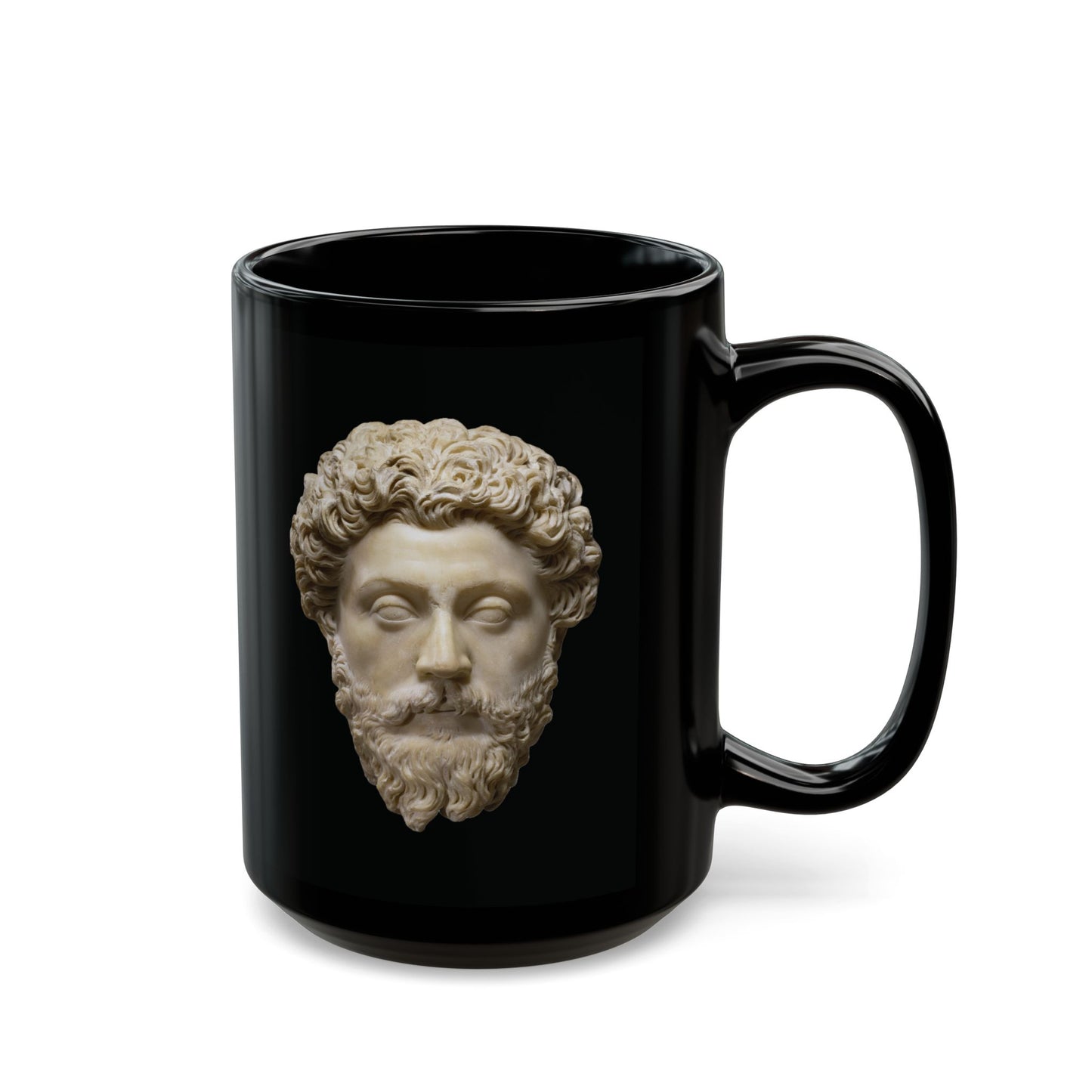 11oz/15oz black ceramic mug - Marcus Aurelius - never let the future disturb you