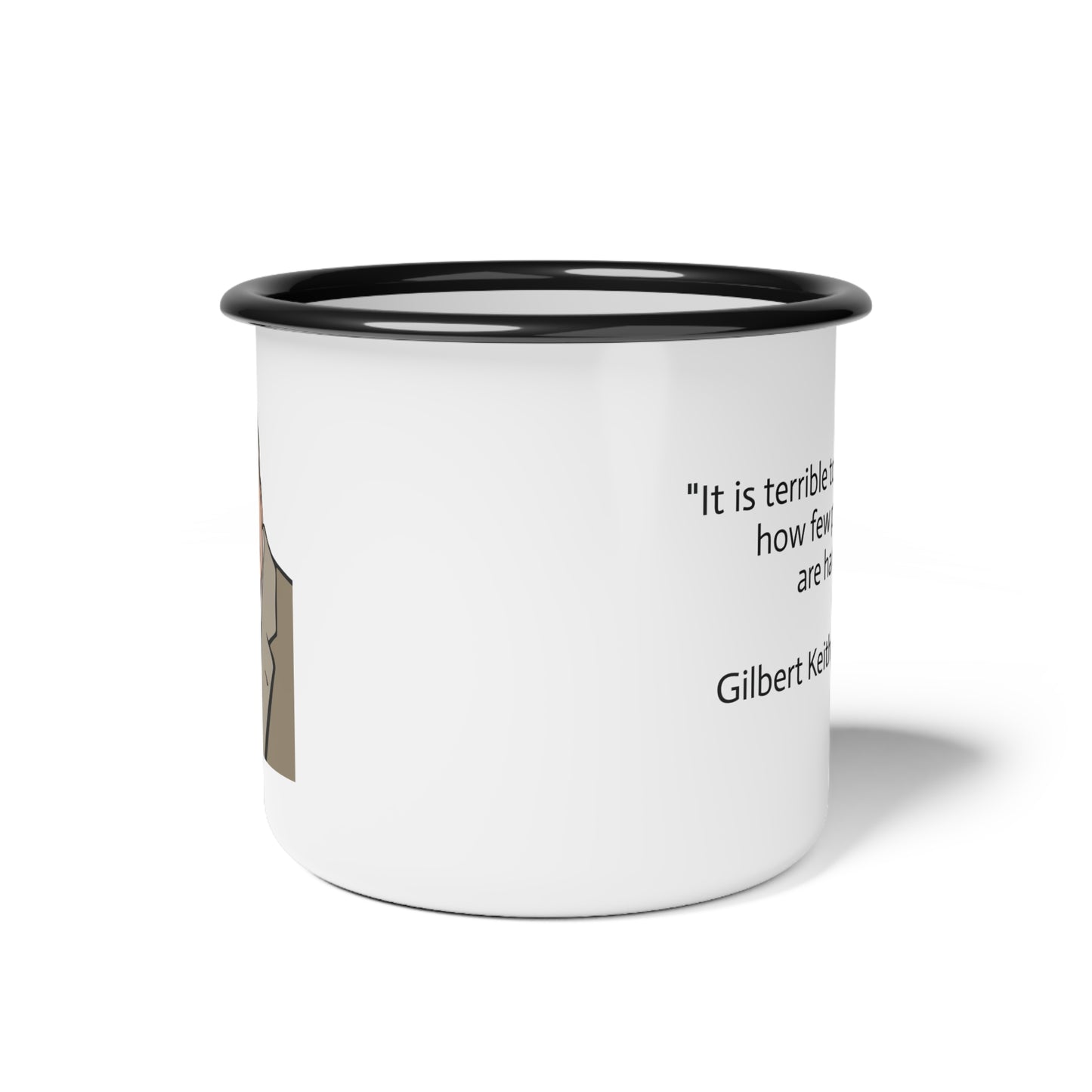 12oz enameled steel mug - G.K. Chesterton on politicians