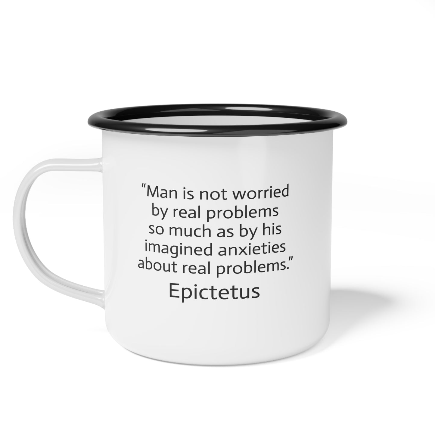 12oz enameled steel mug - Imagined Anxieties quote